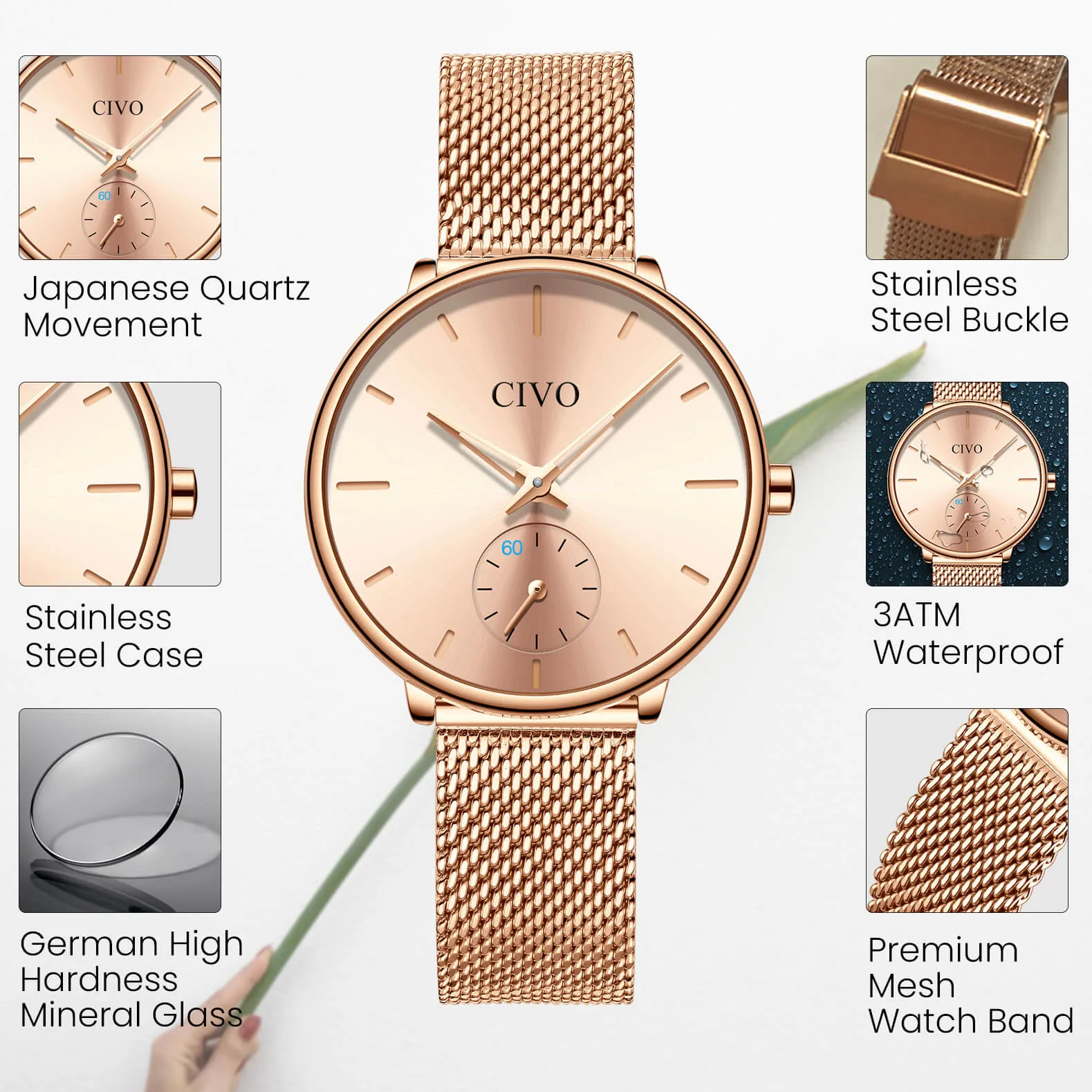 0124C | Quartz Women Watch | Mesh Band