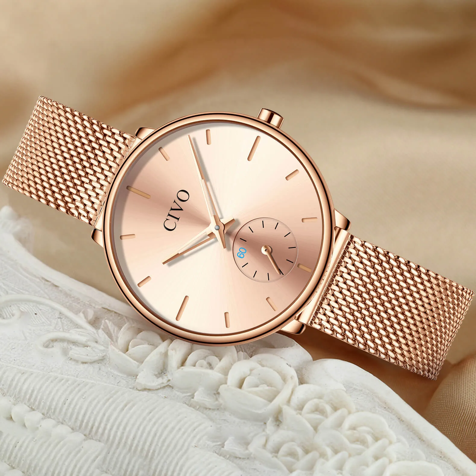 0124C | Quartz Women Watch | Mesh Band