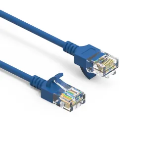 1.5Ft Cat6A UTP Slim Ethernet Network Booted Cable 28AWG Blue