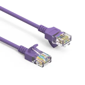 15Ft Cat6A UTP Slim Ethernet Network Booted Cable 28AWG Purple