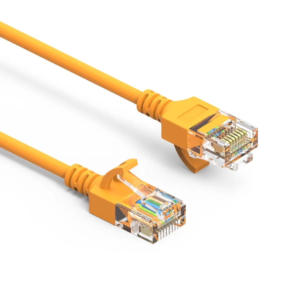 15Ft Cat6A UTP Slim Ethernet Network Booted Cable 28AWG Yellow