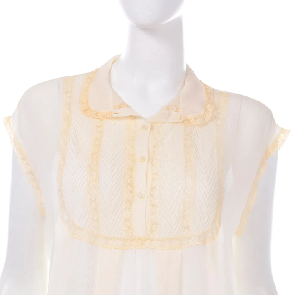 1940s B. Altman & Co. French Sheer Silk Nightgown