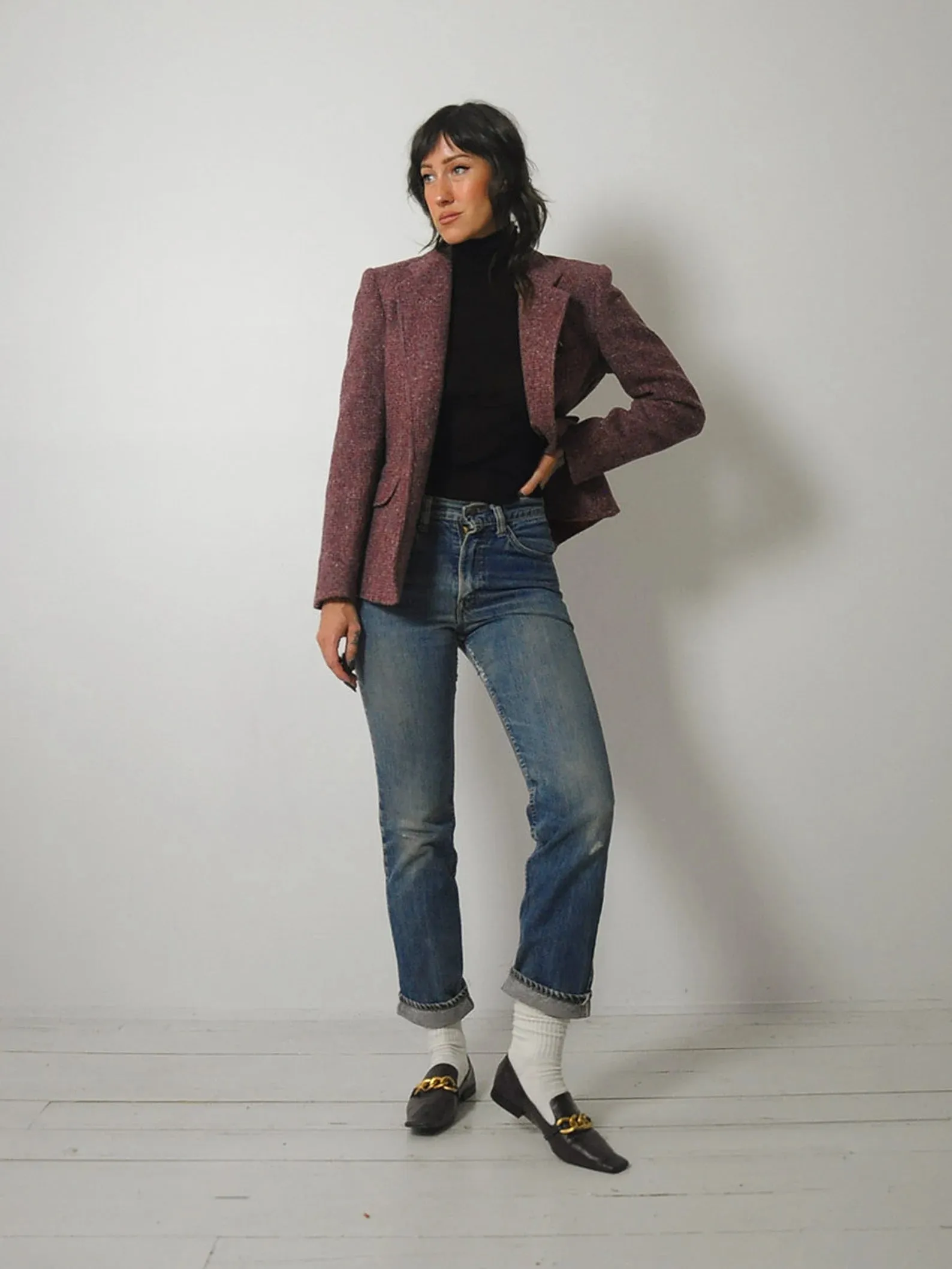 1970's Maroon Wool Tweed Blazer