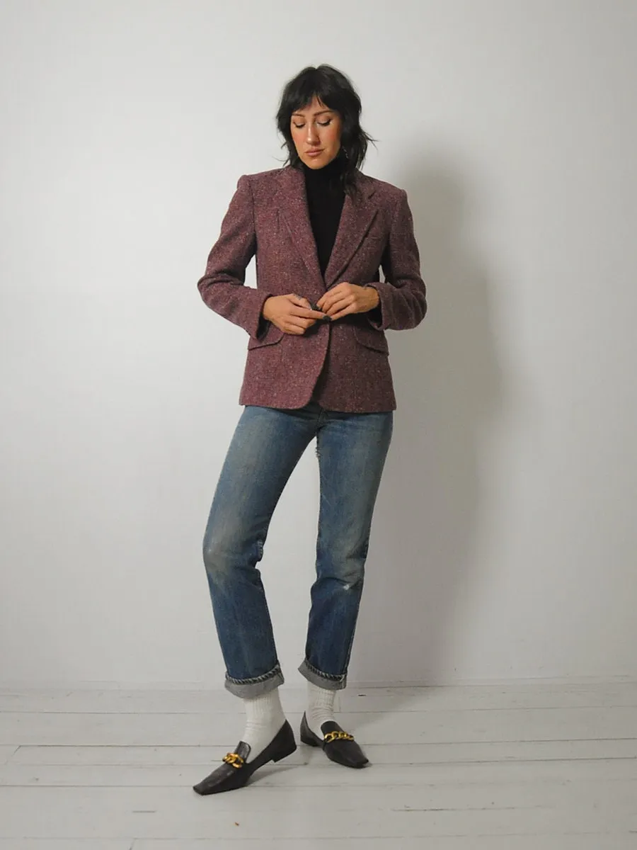 1970's Maroon Wool Tweed Blazer