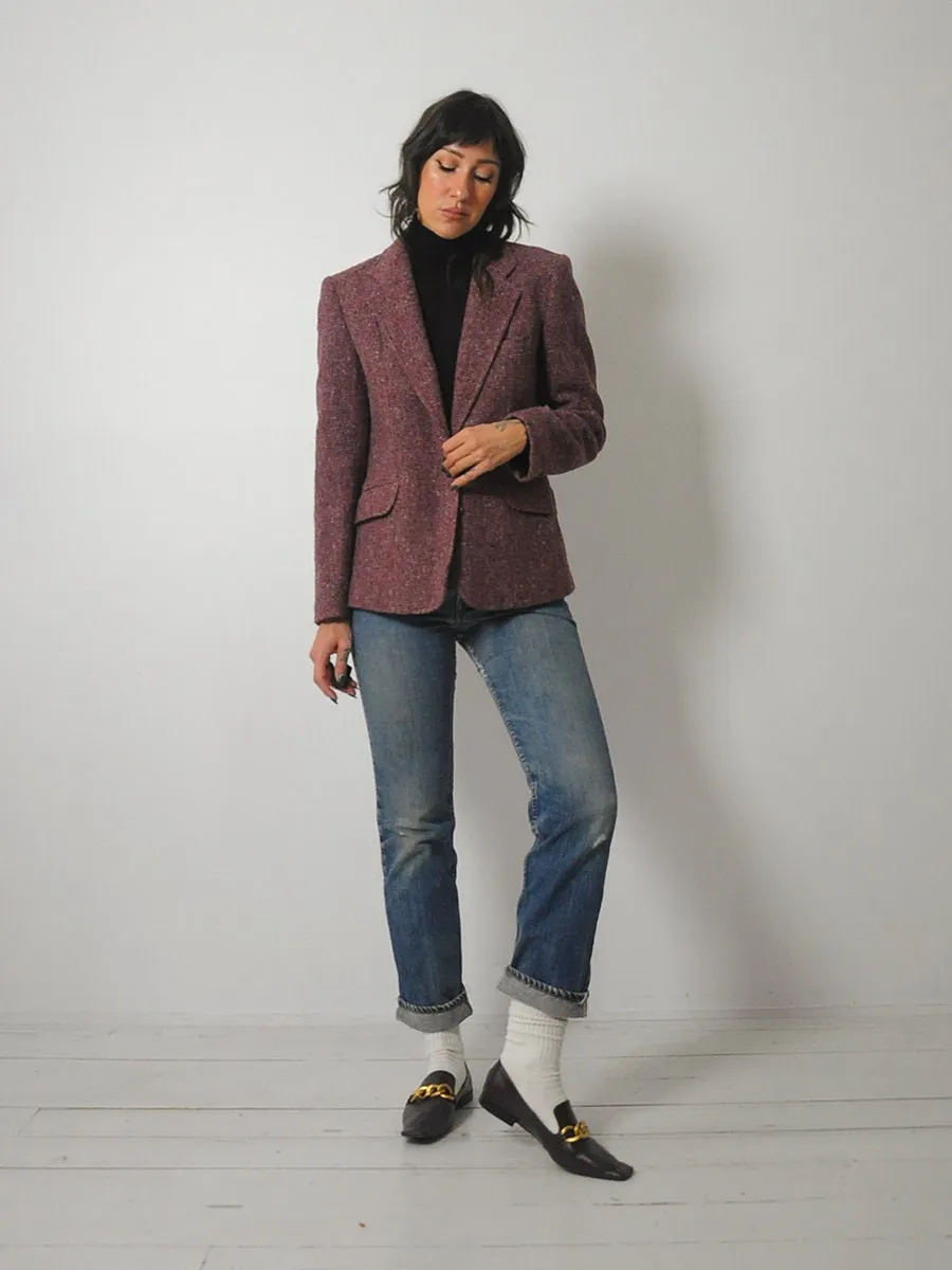 1970's Maroon Wool Tweed Blazer