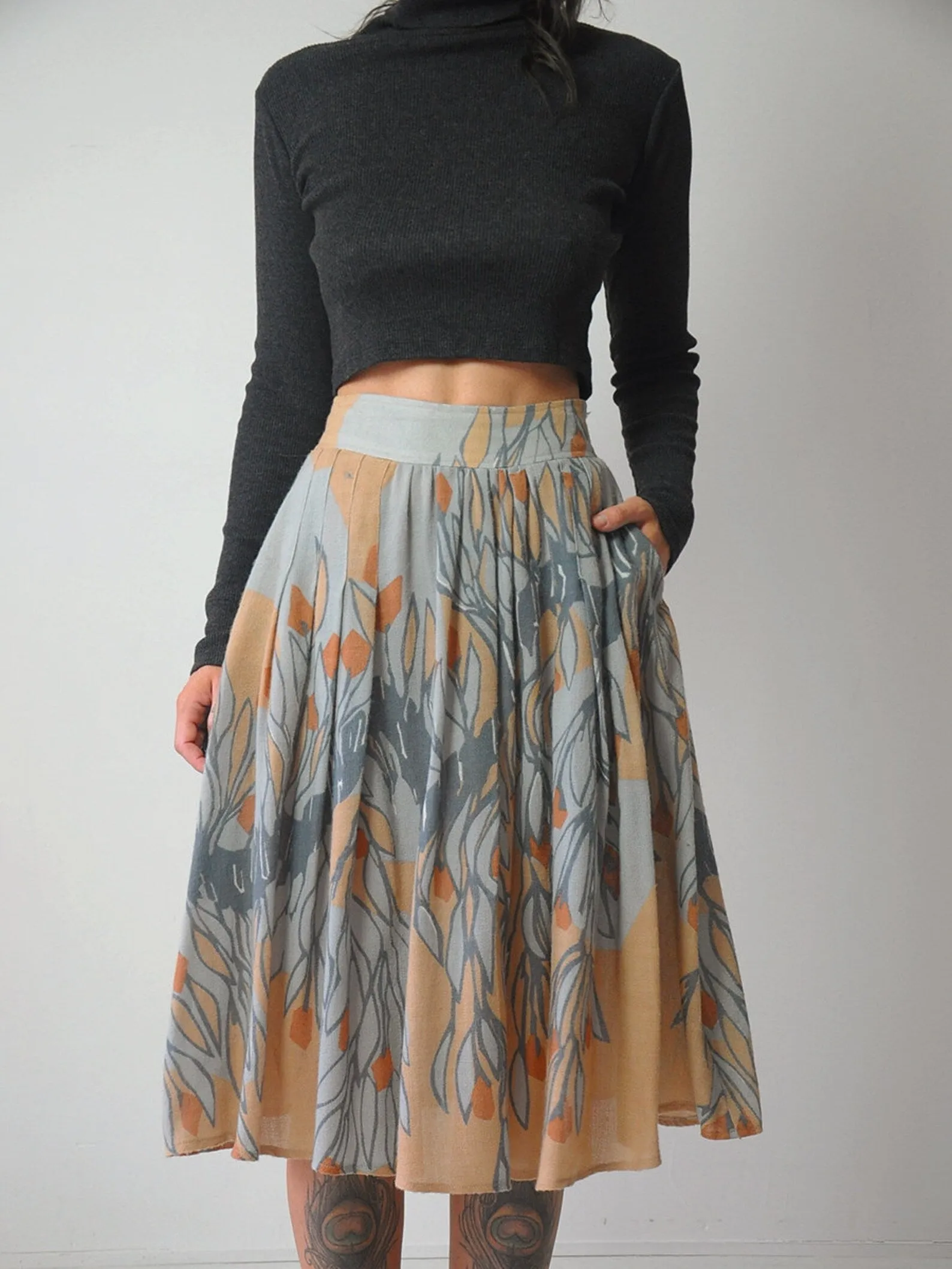 1970's Parisian Knit Floral Skirt