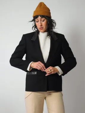 1980's Minimal Leather Trim Blazer