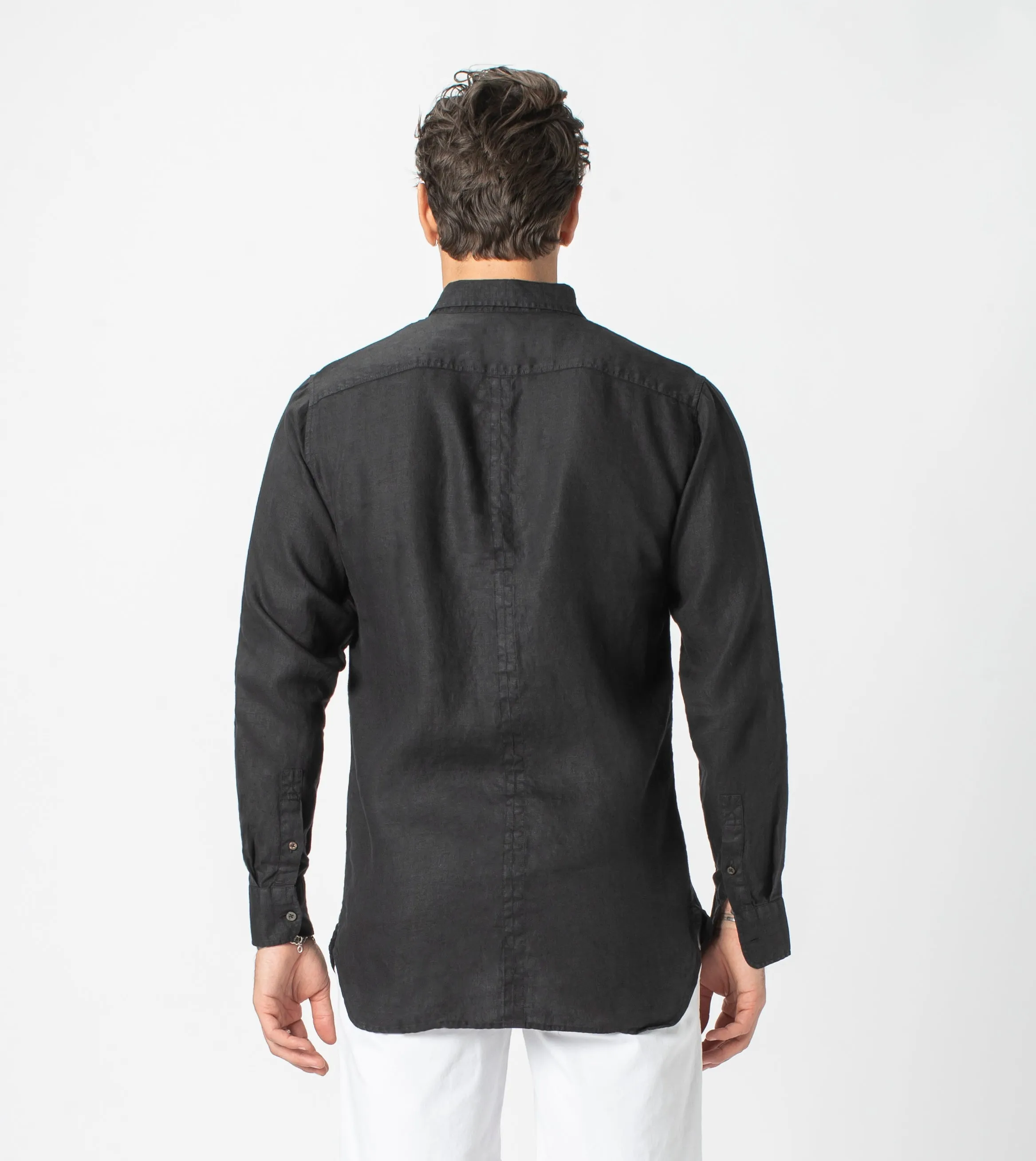 7 Foot LS Linen Shirt Black