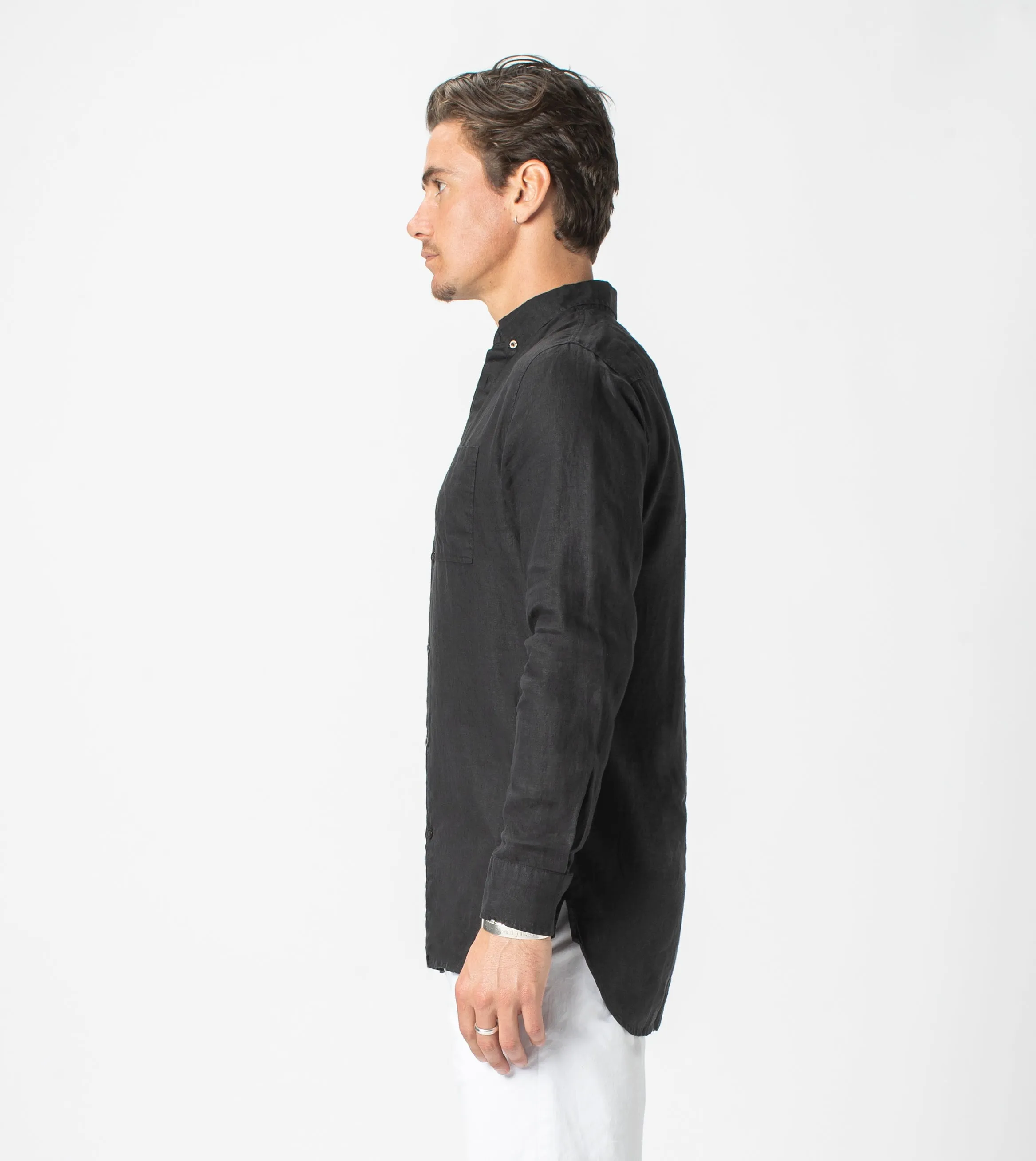 7 Foot LS Linen Shirt Black