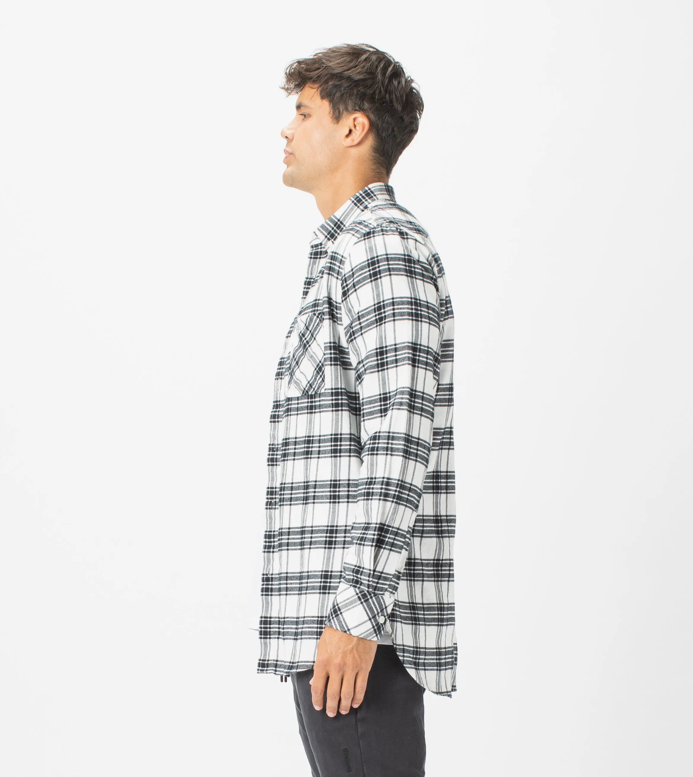 7 Foot Work Flannel LS Shirt Milk/Black