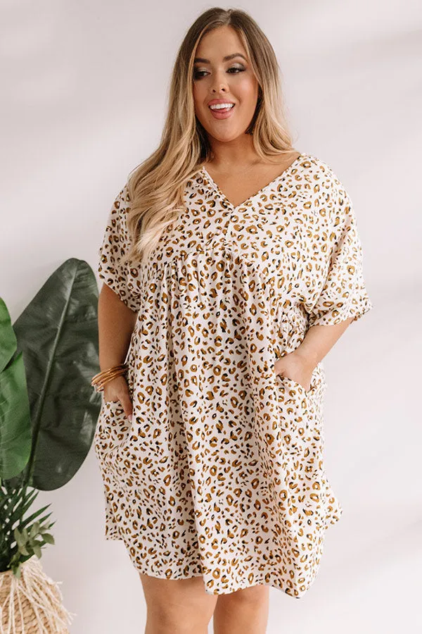 Alps And Kisses Leopard Babydoll Dress In Ivory Curves