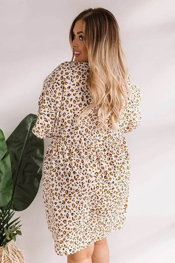 Alps And Kisses Leopard Babydoll Dress In Ivory Curves