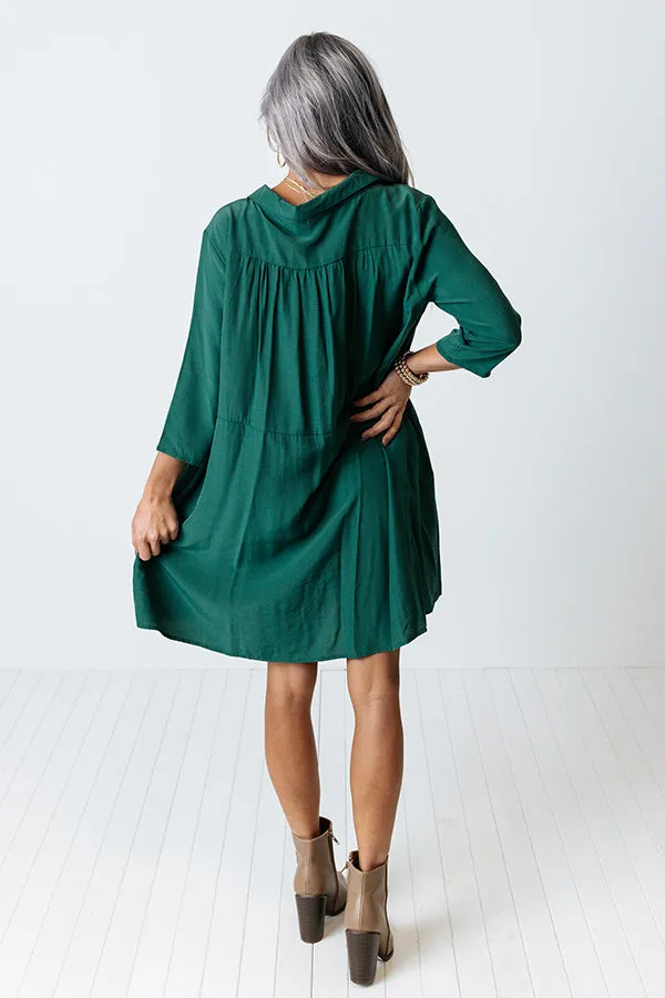 Always On Time Babydoll Tunic Dress In Green