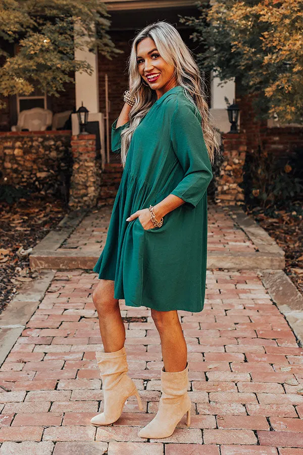 Always On Time Babydoll Tunic Dress In Green