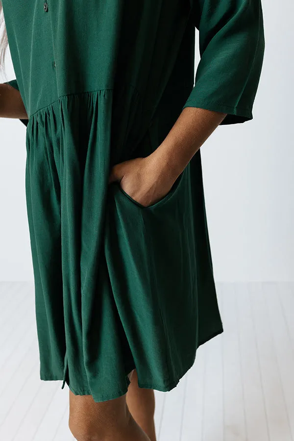 Always On Time Babydoll Tunic Dress In Green