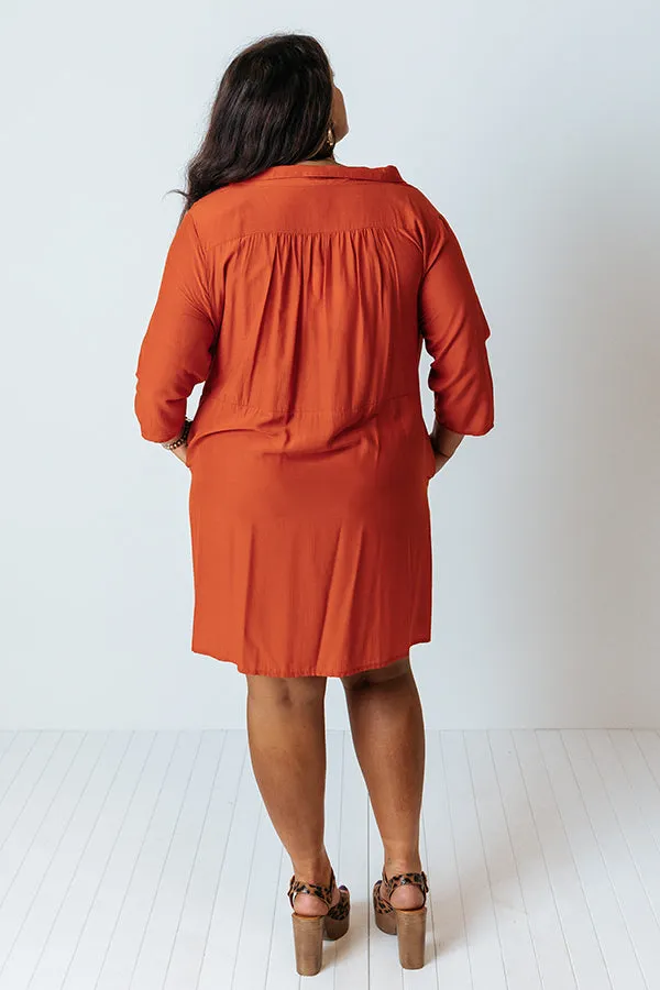 Always On Time Babydoll Tunic Dress In Tangerine Curves