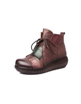 Autumn Winter Round Head Retro Wedge Boots