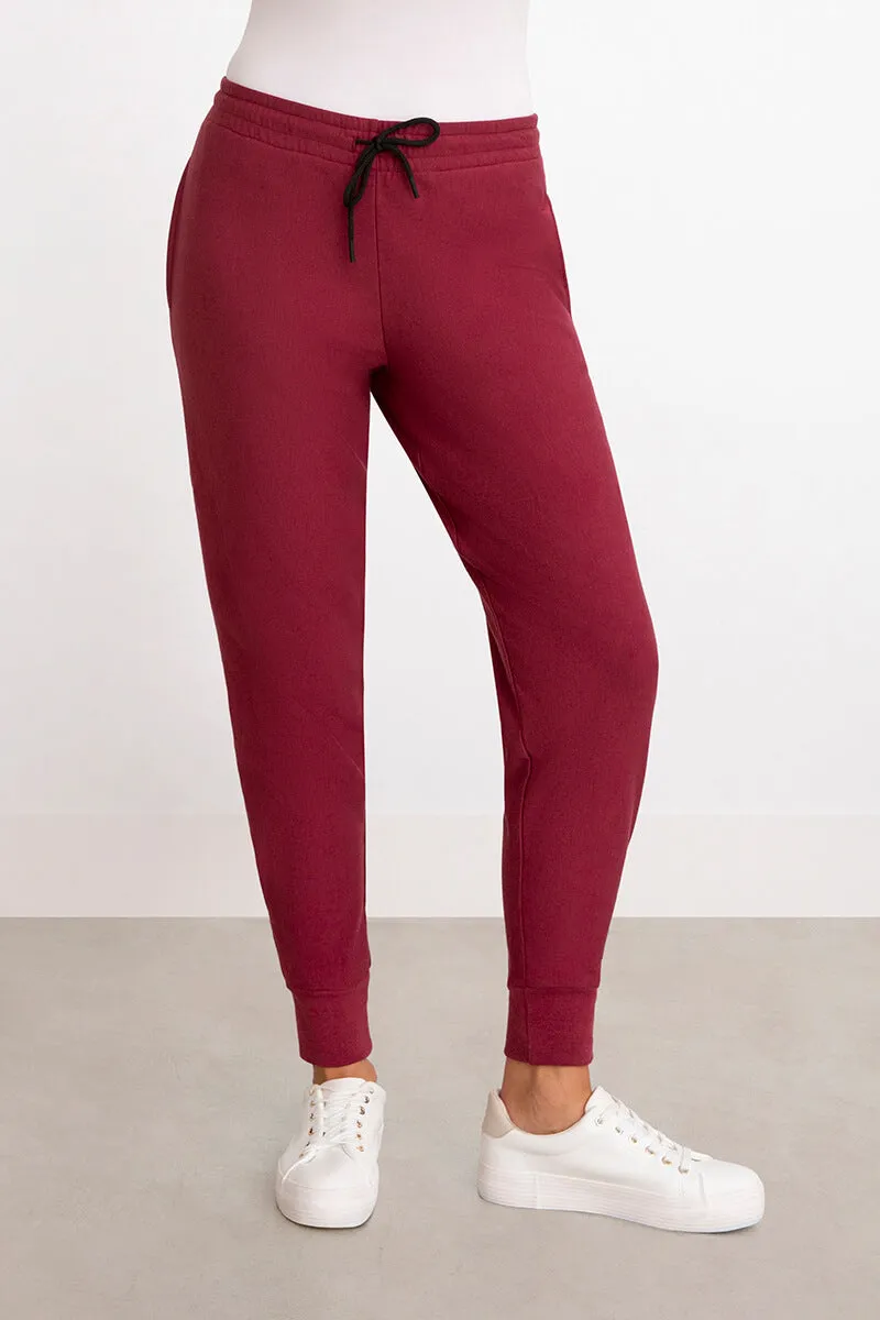 Bamboo Fleece Pleat Hem Jogger | Cherry