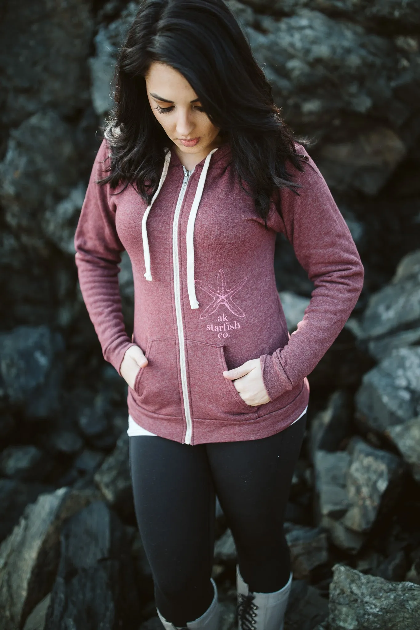 Beach Rose AK Starfish Co. Tri Blend Zipped Hoody