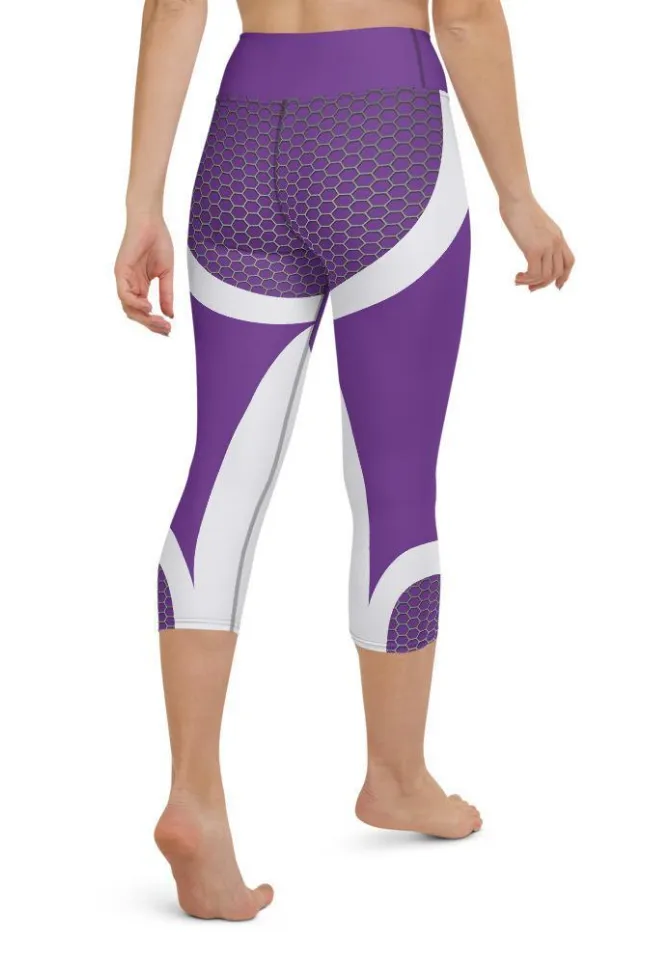 Beehive Geometric Yoga Capris Royal Purple