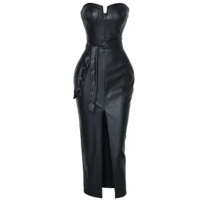 Belted Leather Dress