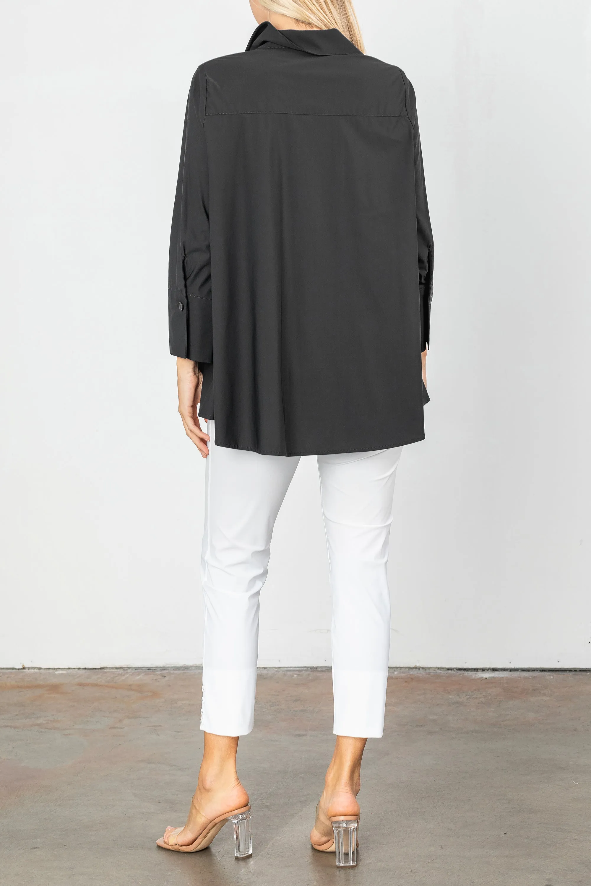 Black Fold Down Collar Blouse