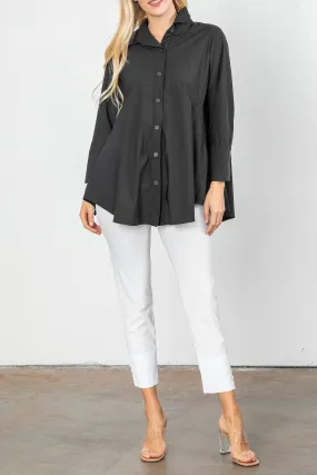 Black Fold Down Collar Blouse