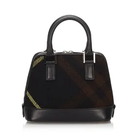 Burberry Black Wool Fabric Plaid Handbag United Kingdom