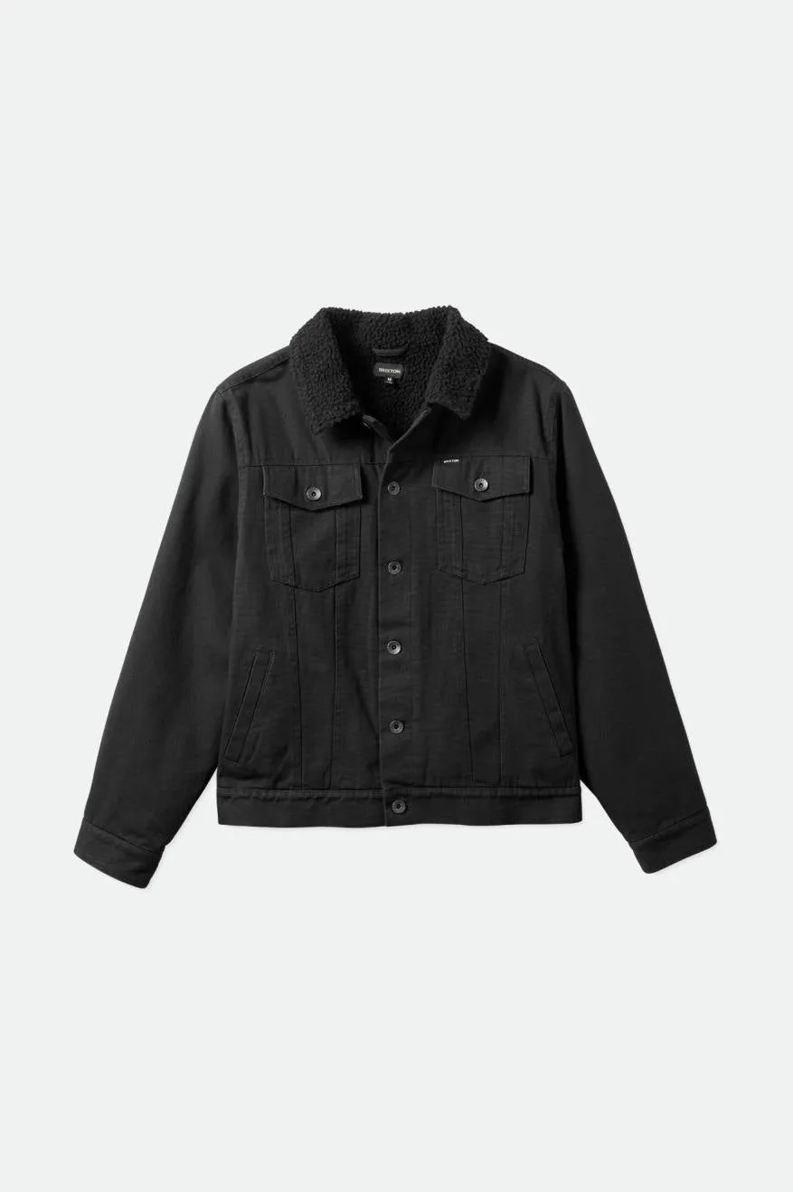 Cable Sherpa Lined Trucker Jacket - Black