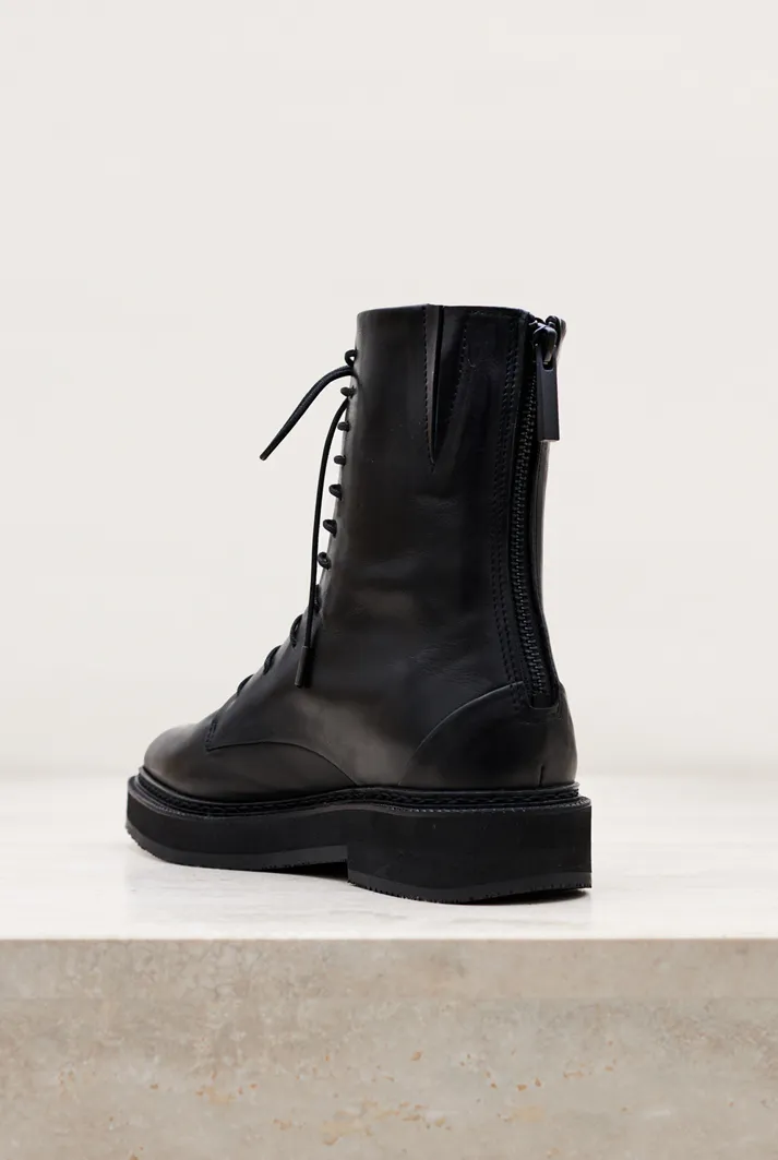 Classic Black Leather Combat Boots