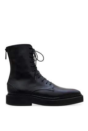 Classic Black Leather Combat Boots