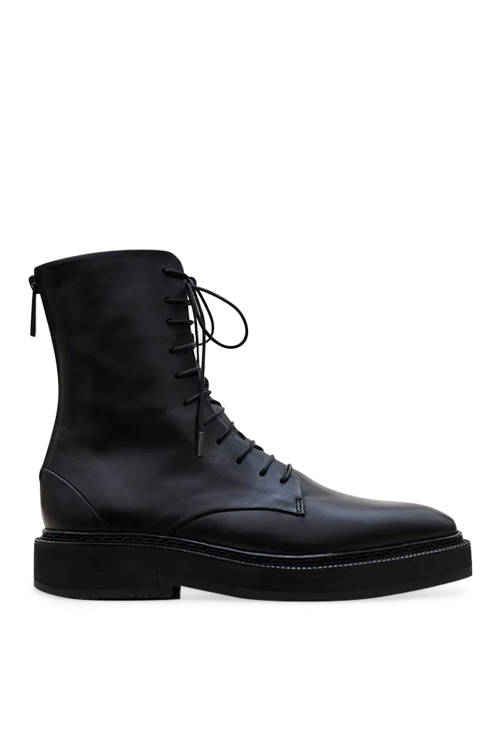 Classic Black Leather Combat Boots