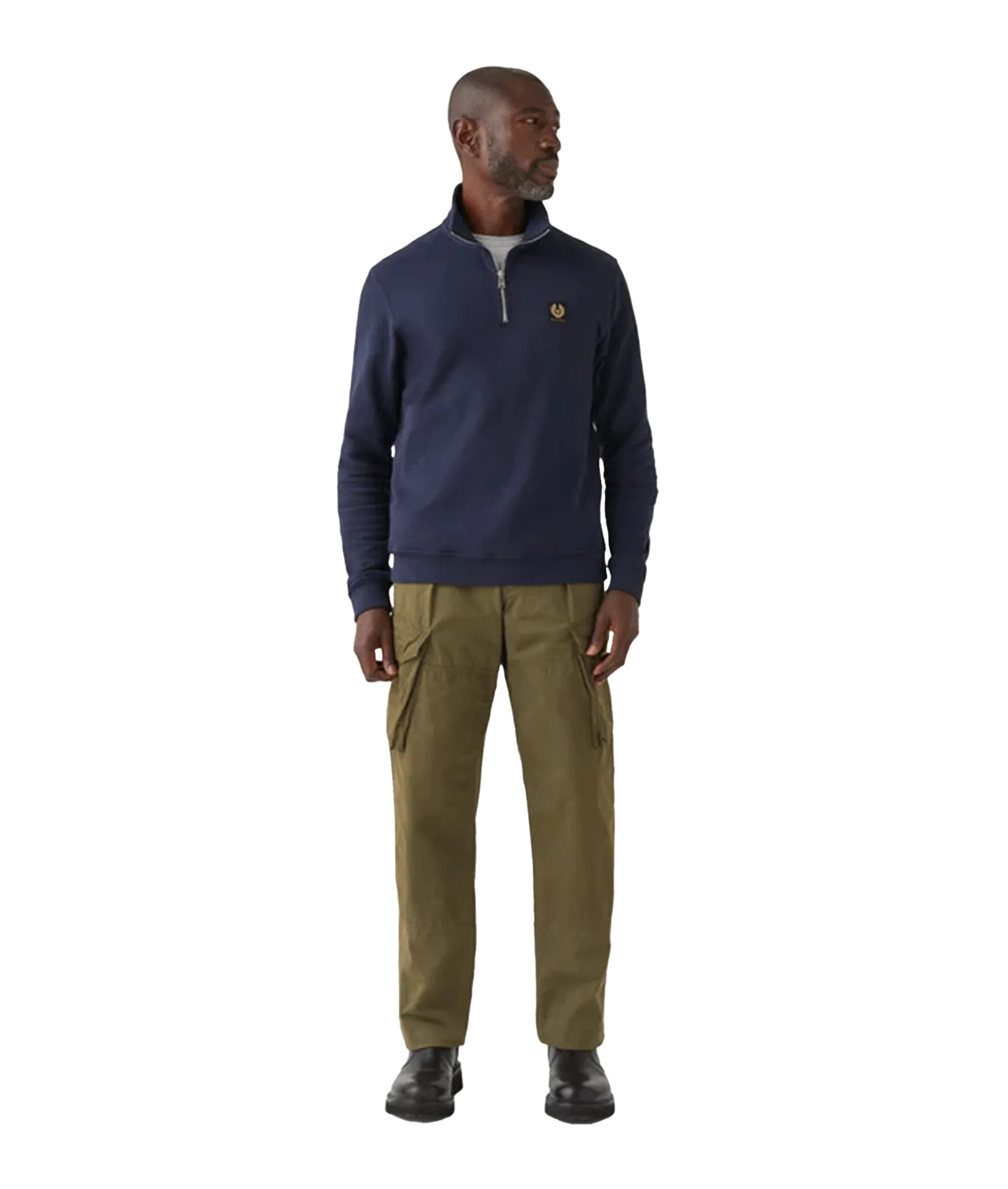 Cotton Fleece Quarter Zip Sweatshirt - Navy