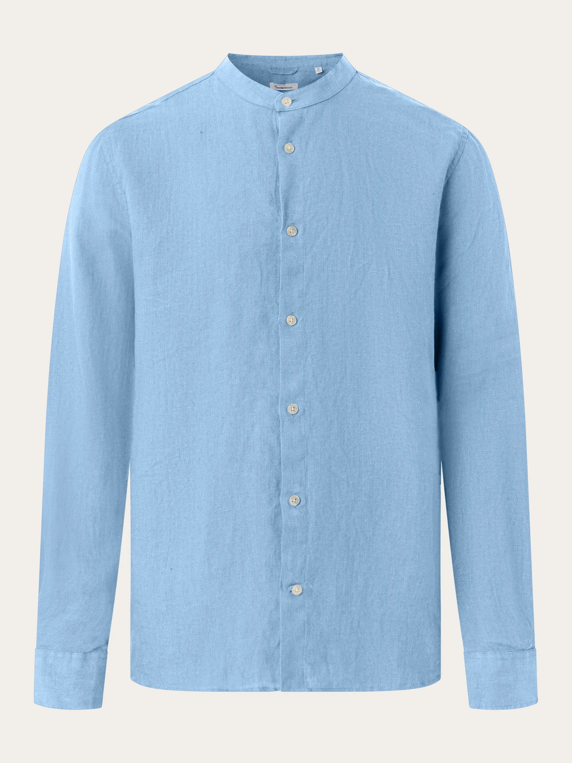 Custom fit linen stand collar shirt - Airy Blue