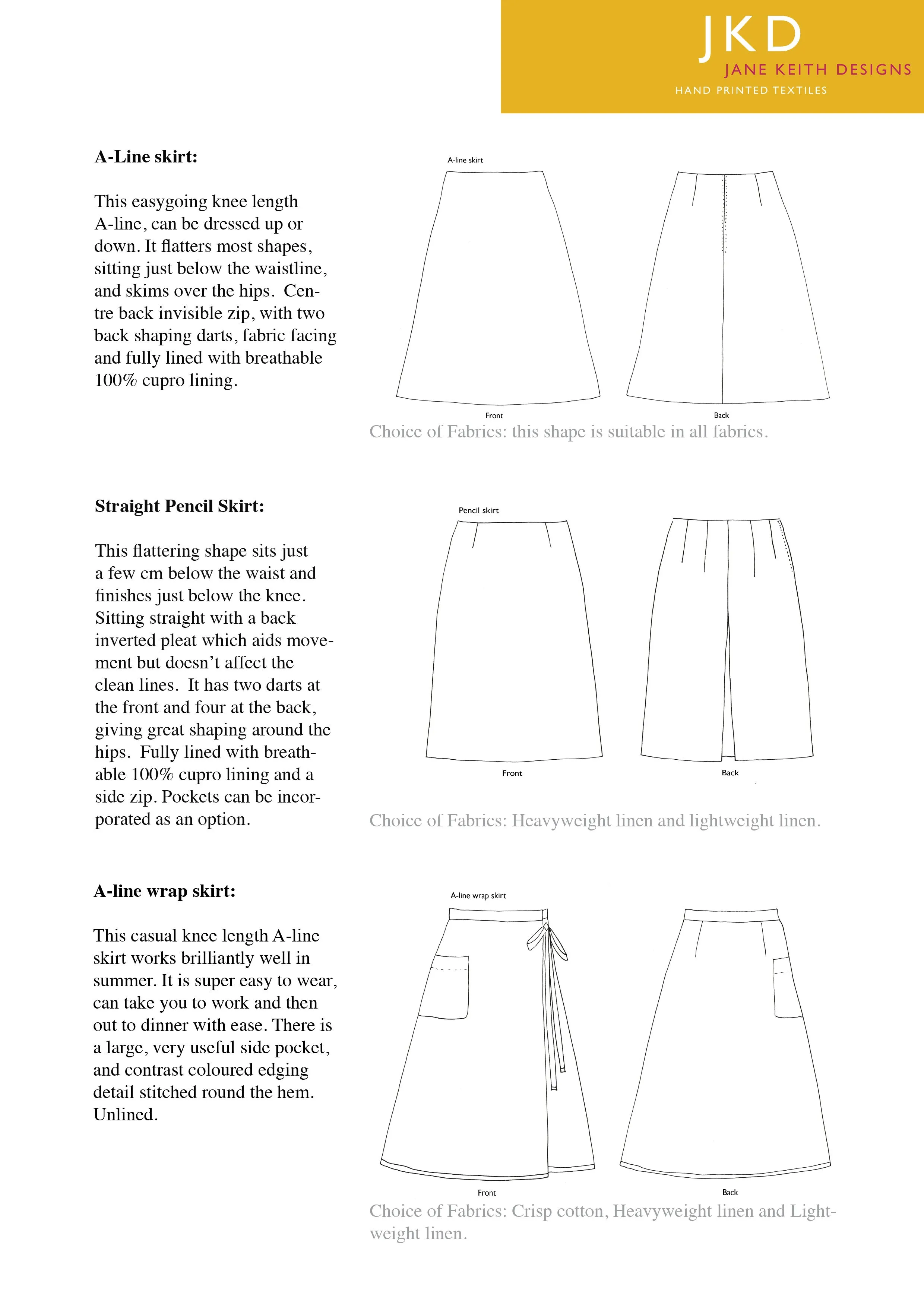 'Dashes' green heavyweight linen A-line skirt - Commission only