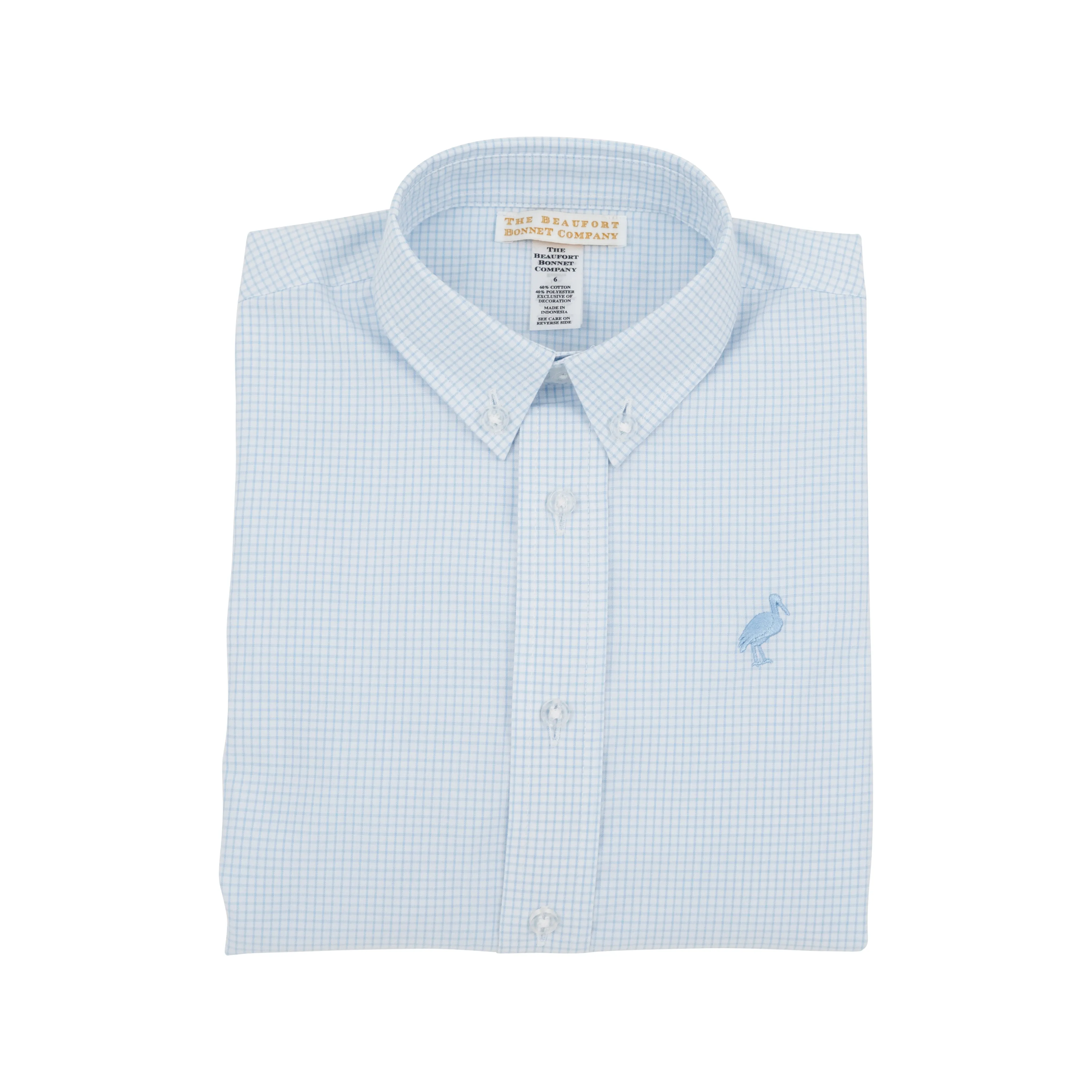 Dean's List Dress Shirt - Barrington Blue Mini Windowpane with Barrington Blue Stork