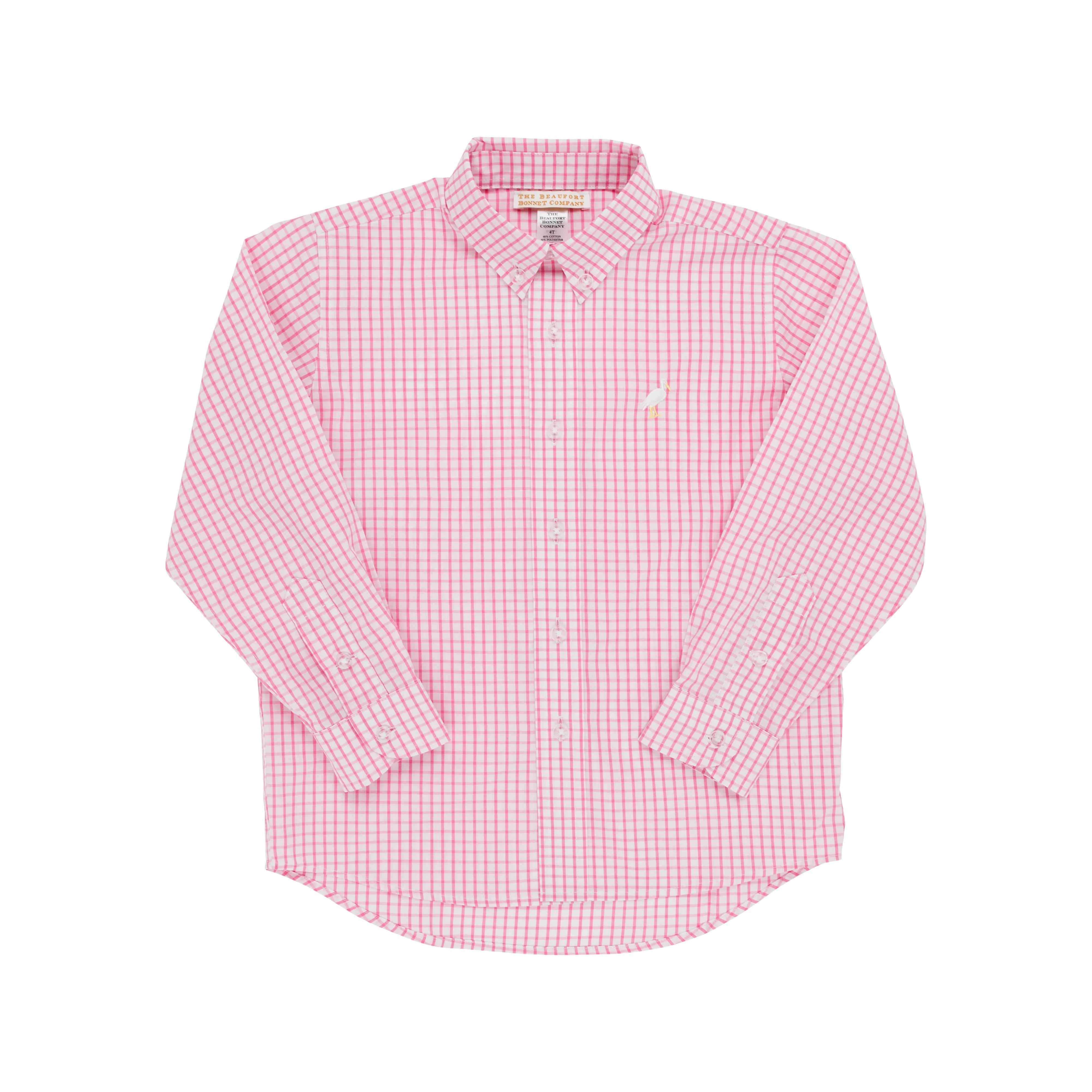 Dean's List Dress Shirt - Hamptons Hot Pink Windowpane with Multicolor Stork