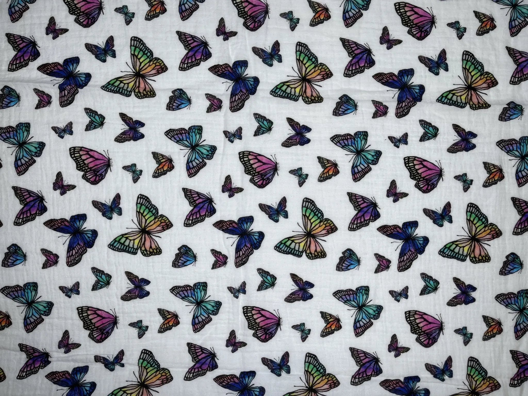 Double Gauze Muslin Butterflies Digital print Fabric