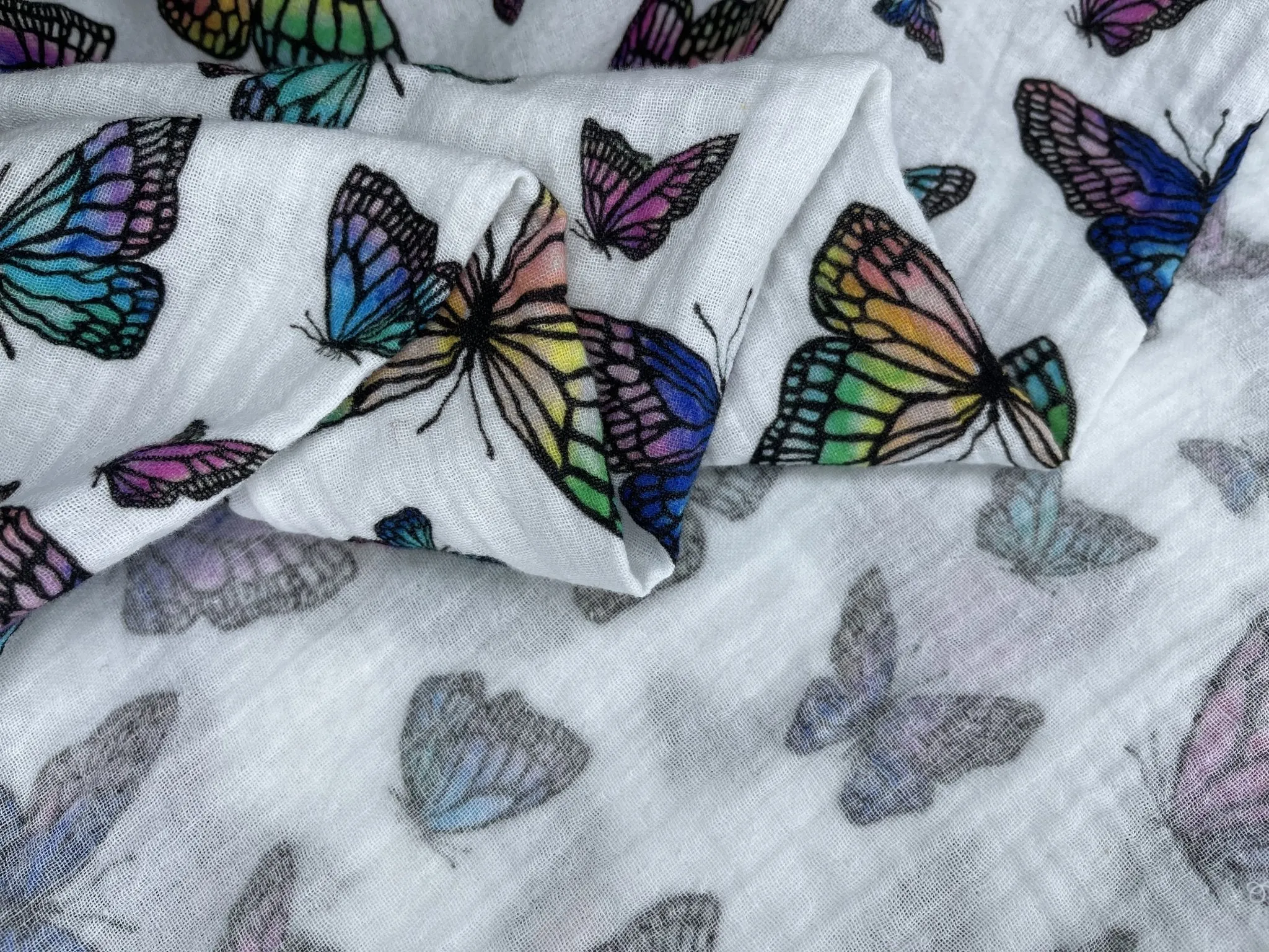 Double Gauze Muslin Butterflies Digital print Fabric