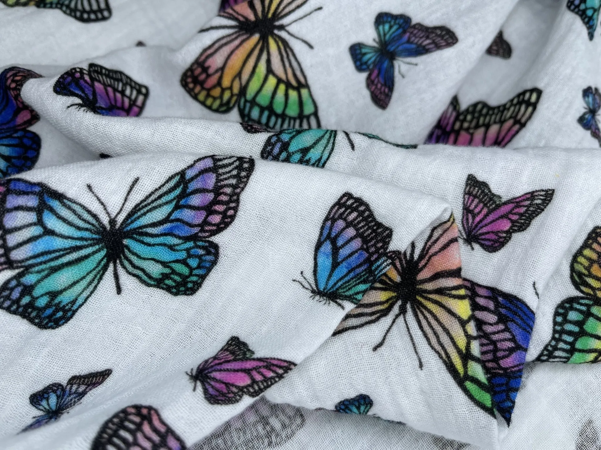 Double Gauze Muslin Butterflies Digital print Fabric