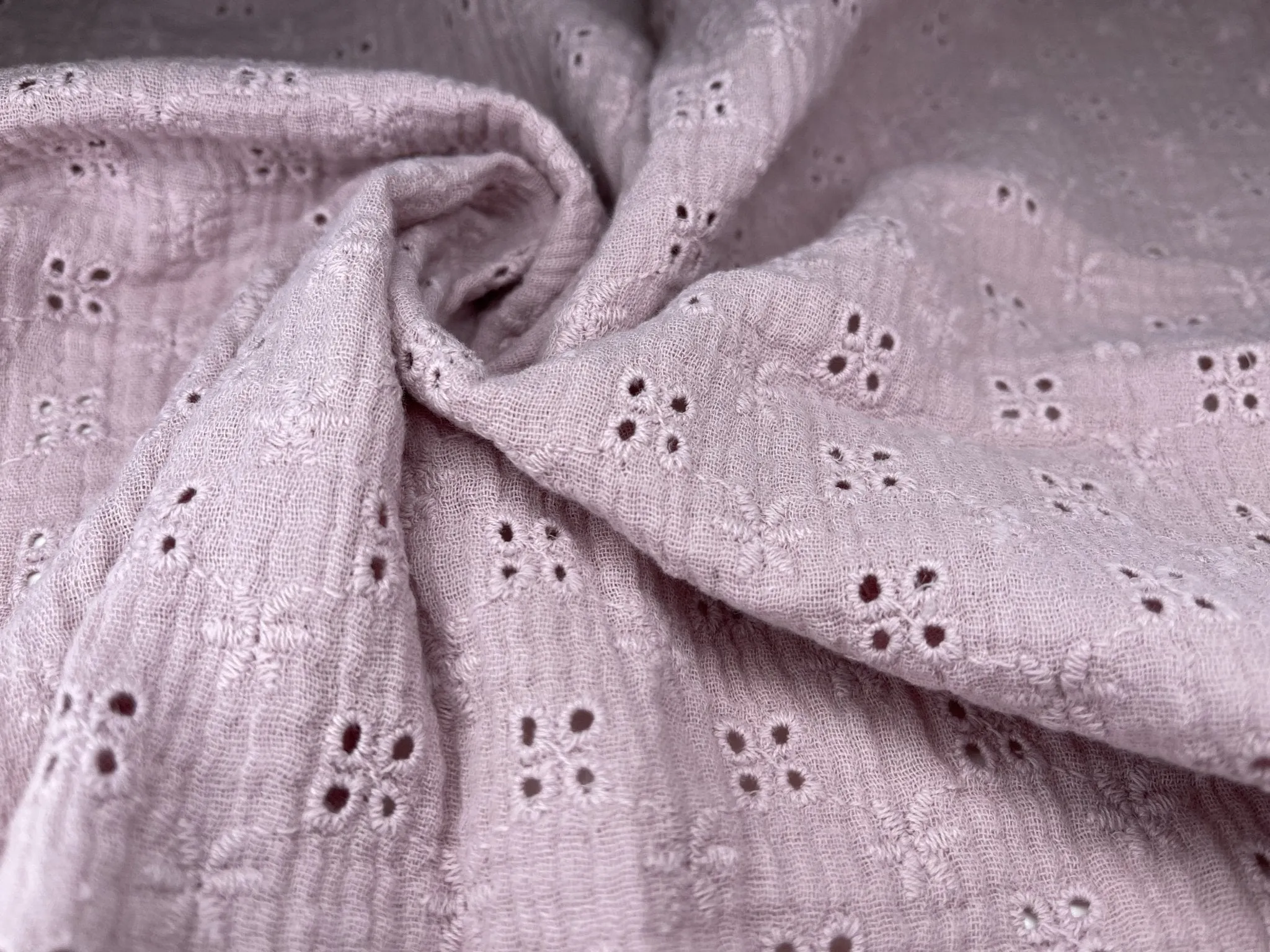 Double Layered Gauze Muslin Fabric With Embroidery