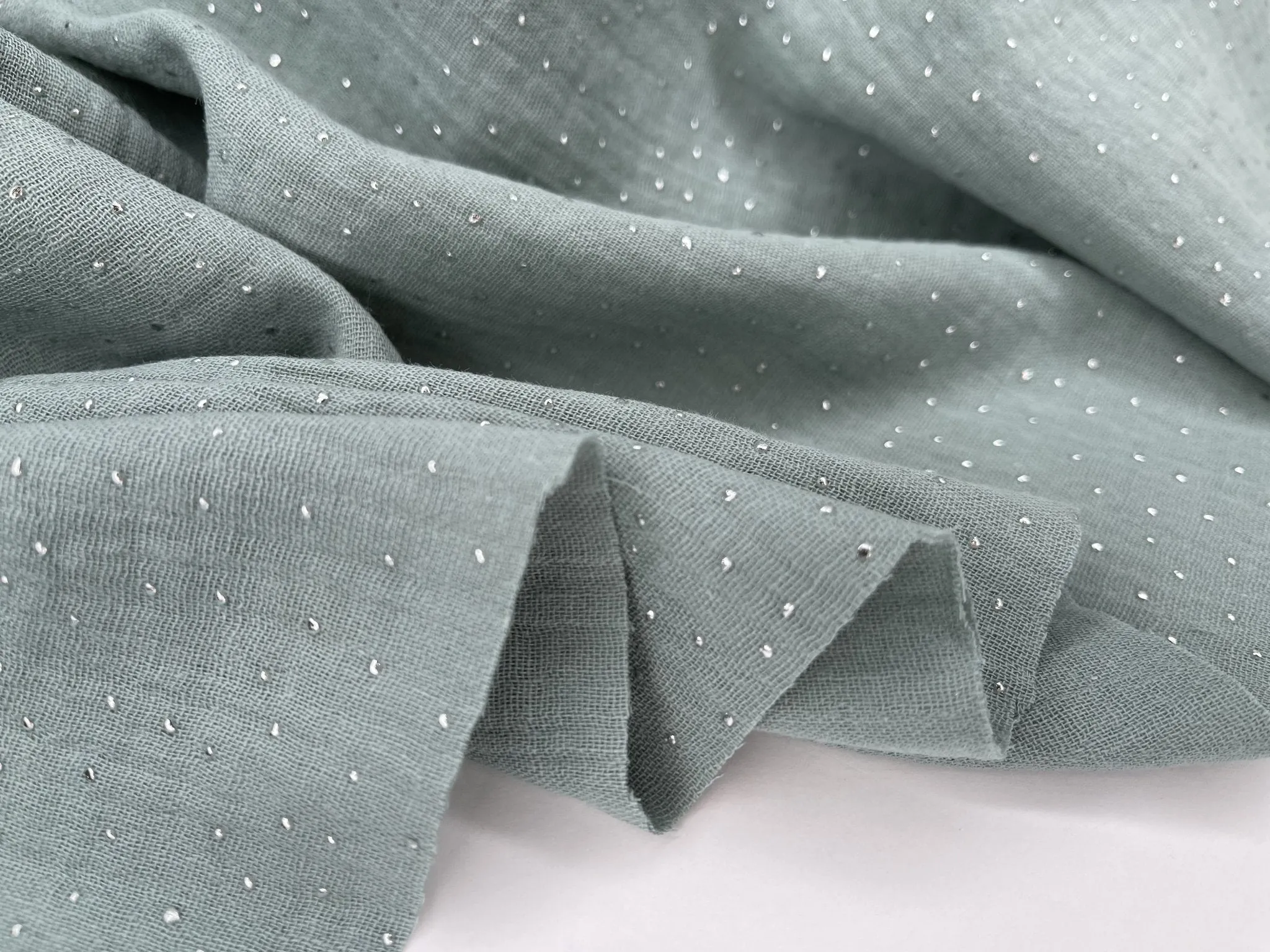 Double layered gauze muslin fabric with stone drops