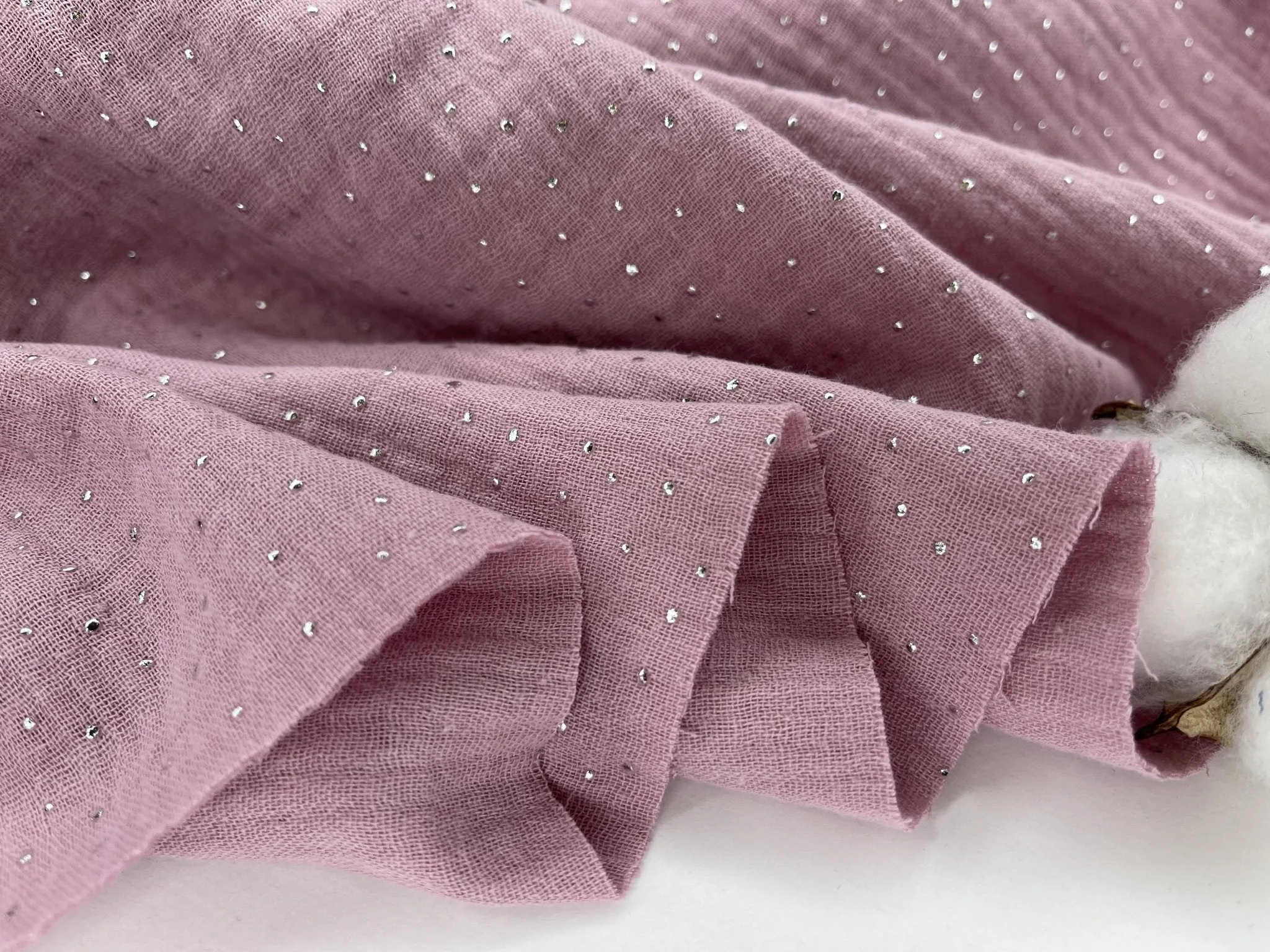 Double layered gauze muslin fabric with stone drops