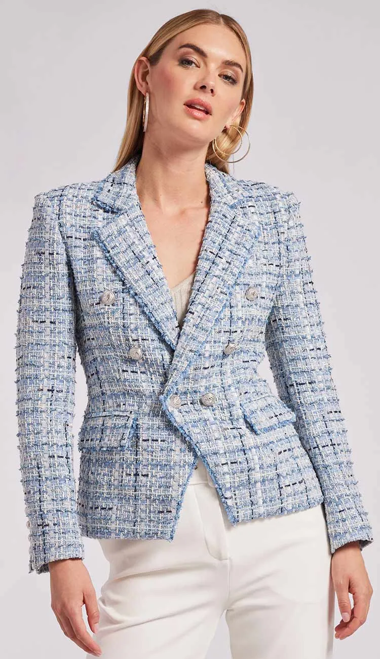 Eliza Tweed Blazer Mixed Blue