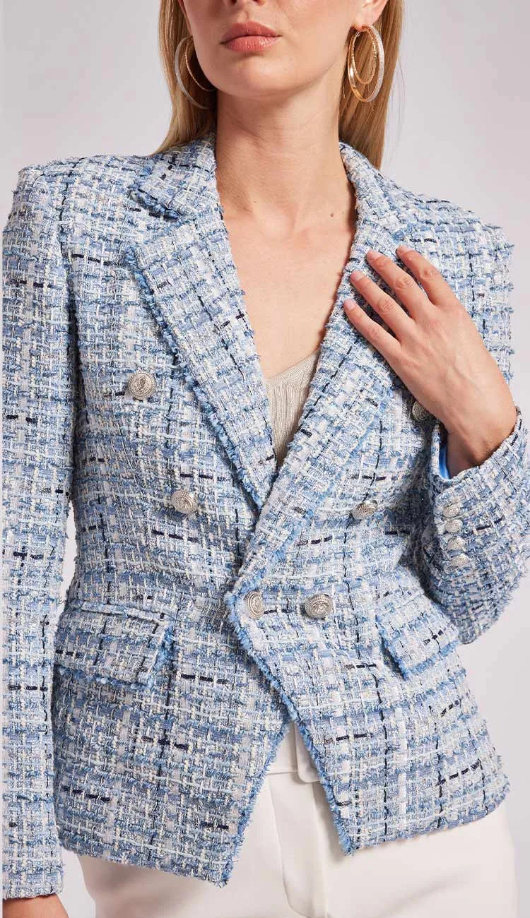 Eliza Tweed Blazer Mixed Blue