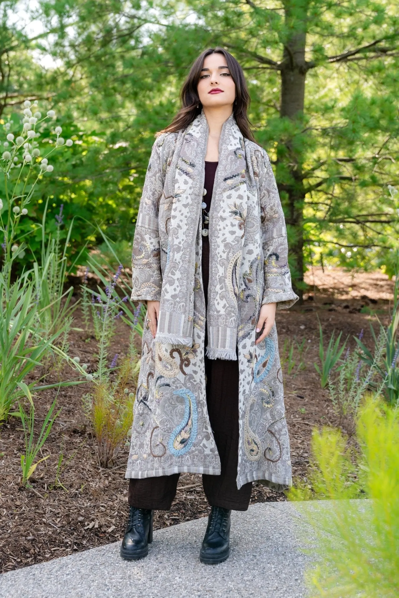 Embroidered Wool Duster - Shay