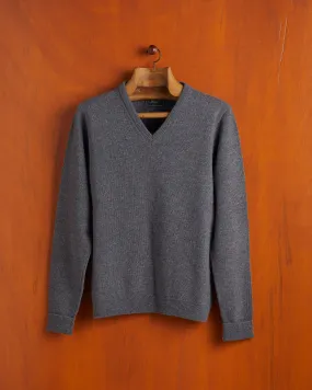 Extrafine Merino Wool V-Neck - Grey