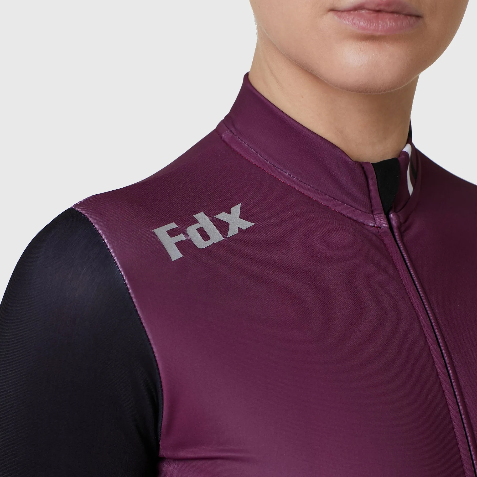 Fdx Women's & Girl's Set Limited Edition Thermal Roubaix Long Sleeve Cycling Jersey & Bib Tights - Purple