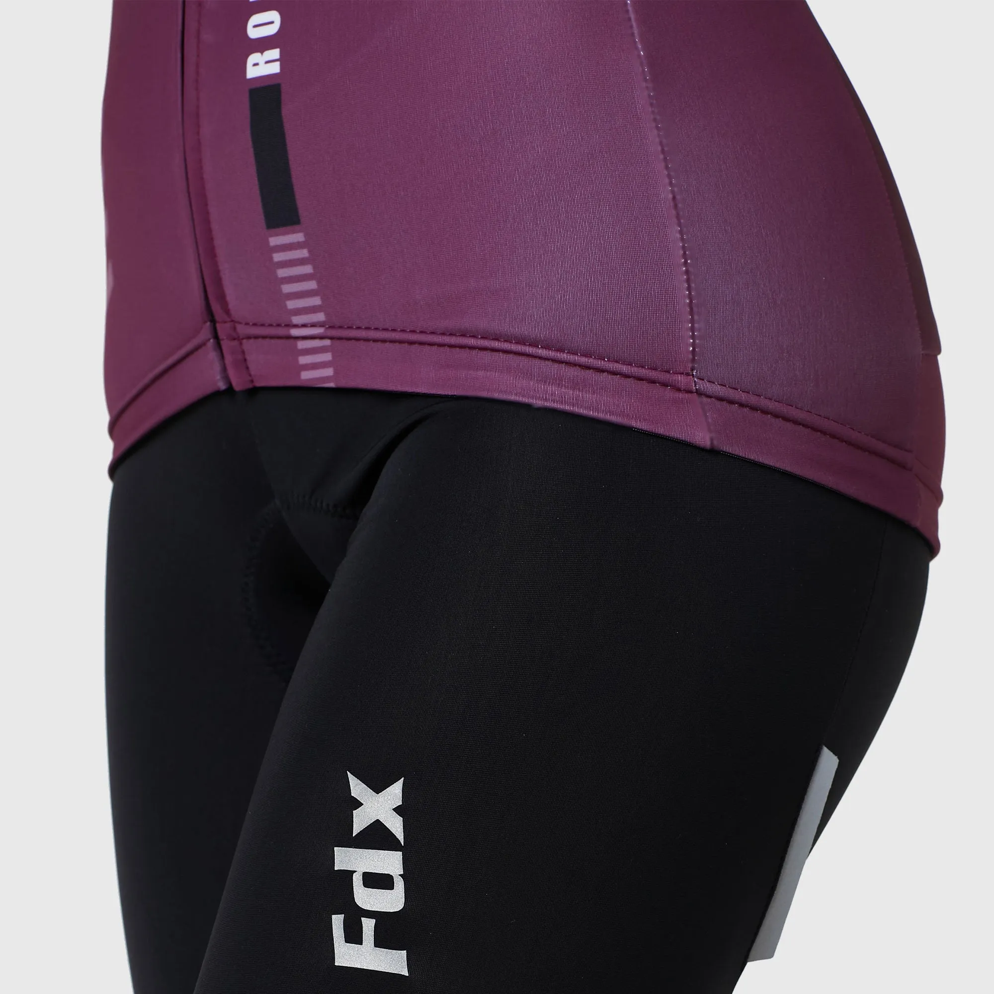 Fdx Women's & Girl's Set Limited Edition Thermal Roubaix Long Sleeve Cycling Jersey & Bib Tights - Purple