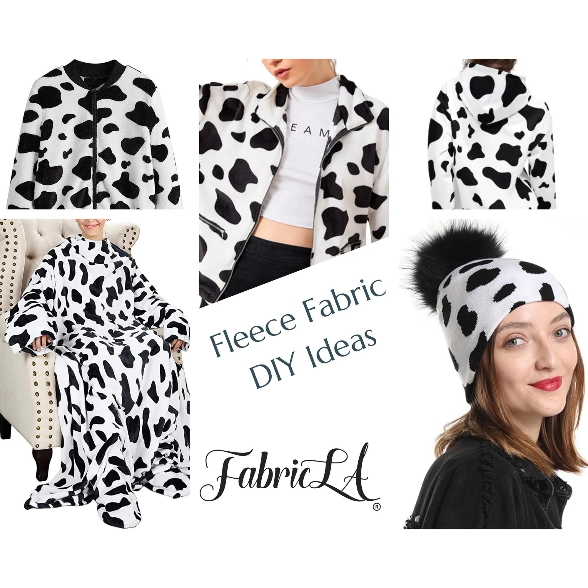 Fleece Fabric By The Yard | Zebra - White Black